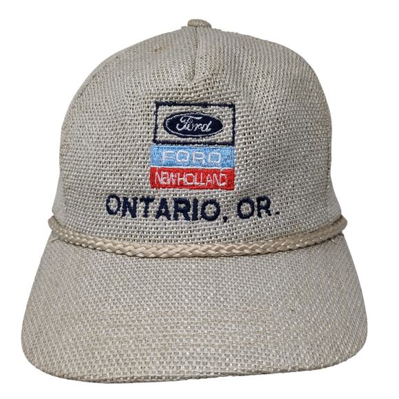 Ford New Holland Ontario OR Snapback Rope Hat Beige One Size Sportcap - Picture 1 of 9